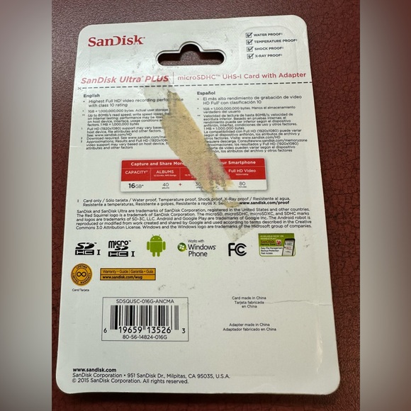 SanDisk Ultra PLUS 16GB microSDHC UHS-I Memory Card + Adapter | NEW - Picture 3 of 4